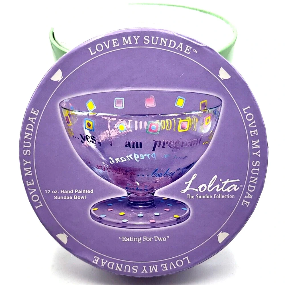 Lolita Sundae Bowl Eating for Two Hand Painted Ice Cream Dish 12 oz